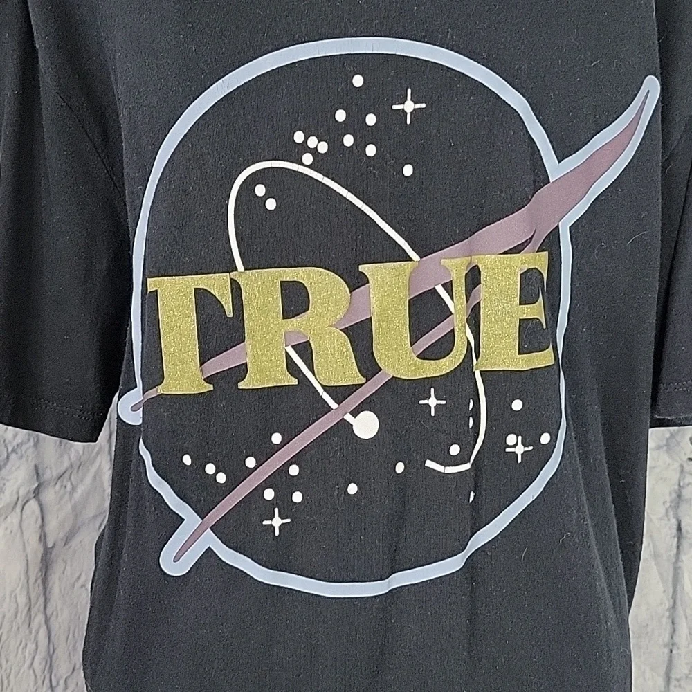 TRUE RELIGION Black Flight Mission Nasa‎ T Shirt Large